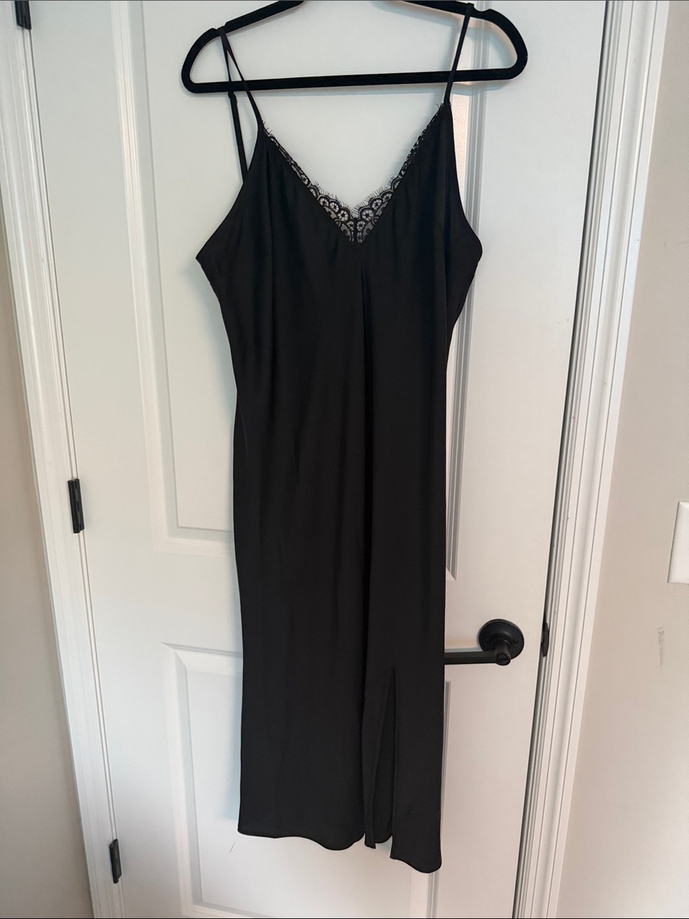 a new day Black Lace-Trim Slip Dress